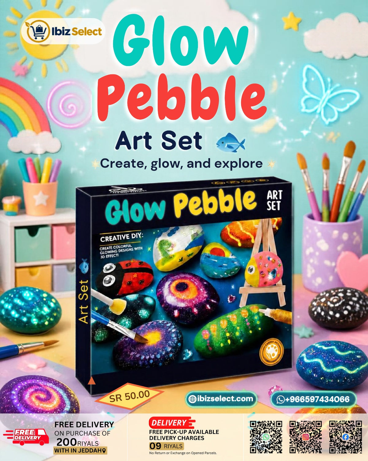Glow Pebble Art Set
